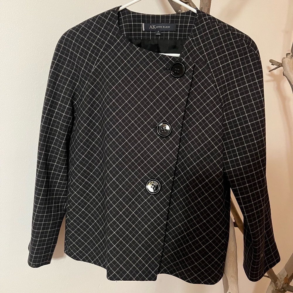 Wool Plaid Pea Coat Blazer